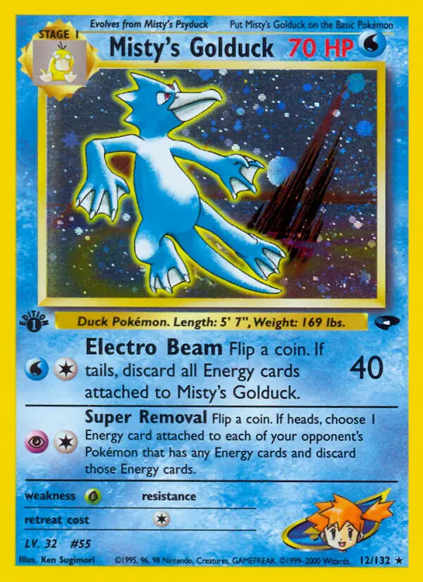 Misty's Golduck Holo Rare rarity Gym Challenge Pokémon card price — $114.49