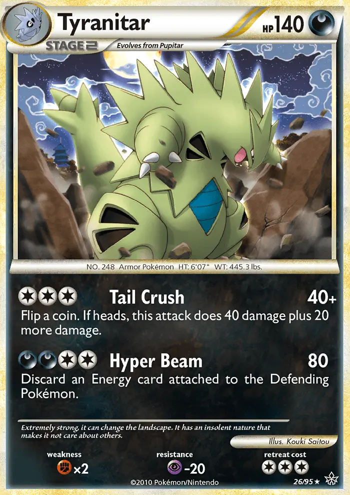 Tyranitar Rare rarity Unleashed Pokémon card price — $80.99