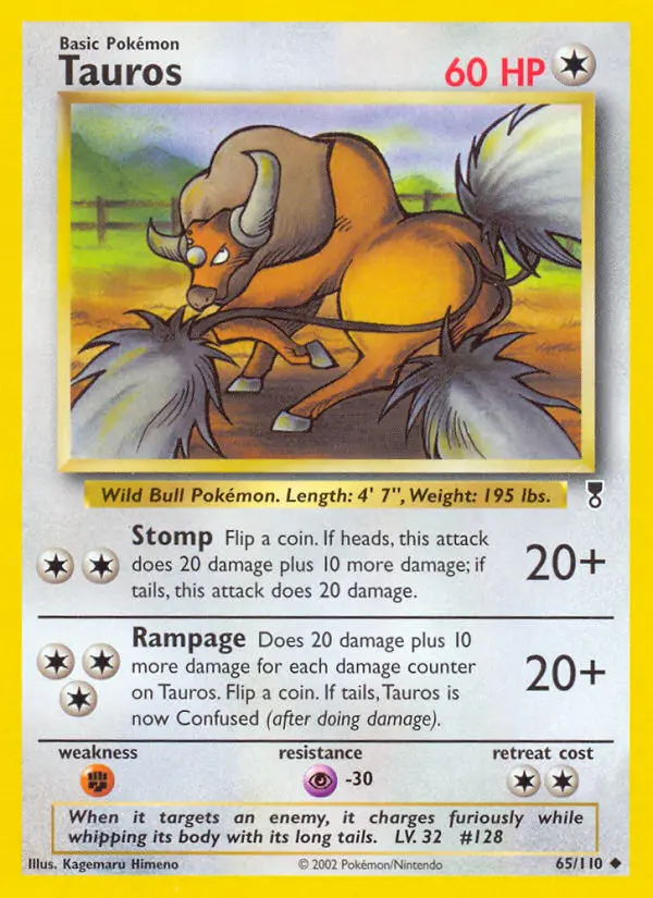 Tauros Uncommon rarity Legendary Collection Pokémon card price — $103.97