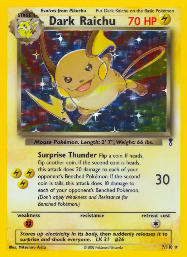 Dark Raichu Rare rarity Legendary Collection Pokémon card price — $399.99
