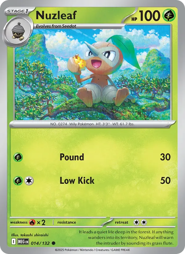 Nuzleaf Common rarity Mega Evolution Pokémon card price — $0.20