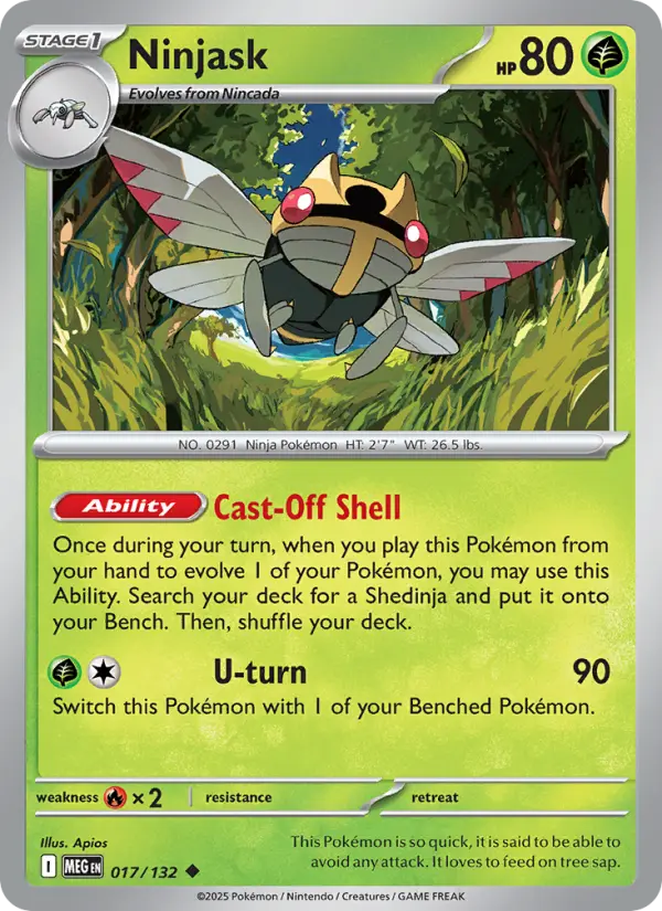 Ninjask Uncommon rarity Mega Evolution Pokémon card price — $0.29