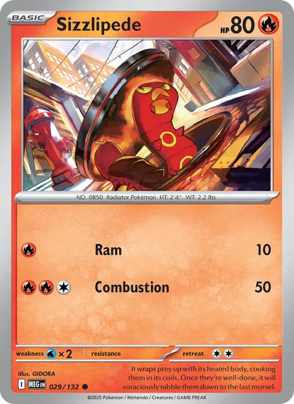 Sizzlipede Common rarity Mega Evolution Pokémon card price — $0.23