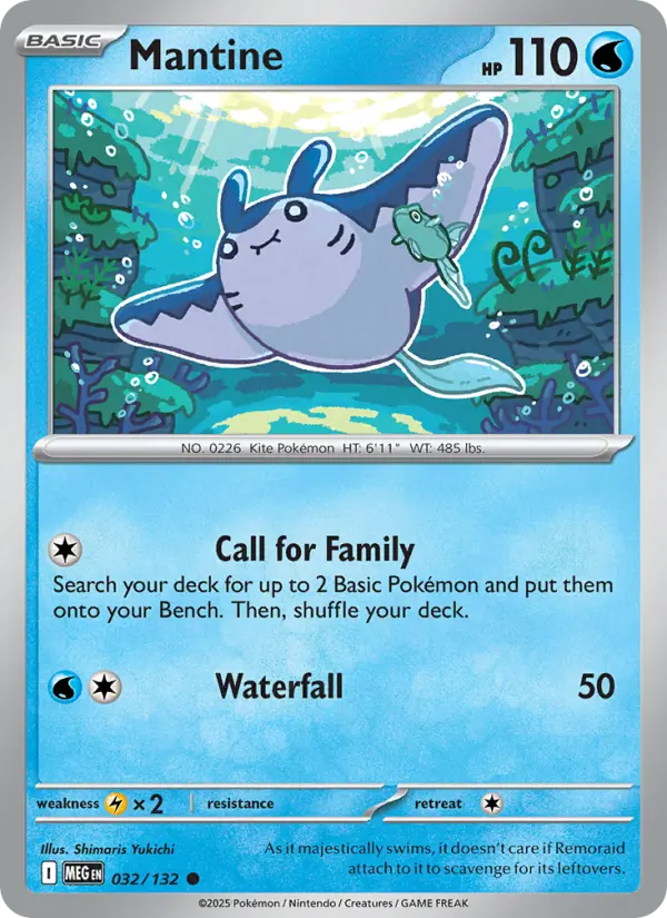 Mantine Common rarity Mega Evolution Pokémon card price — $0.22