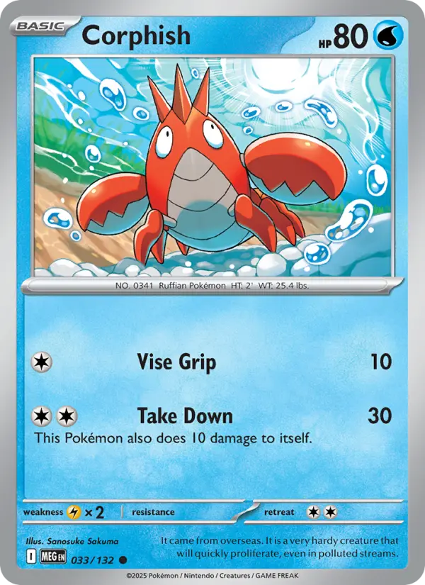 Corphish Common rarity Mega Evolution Pokémon card price — $0.27
