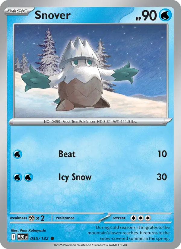 Snover Common rarity Mega Evolution Pokémon card price — $0.20