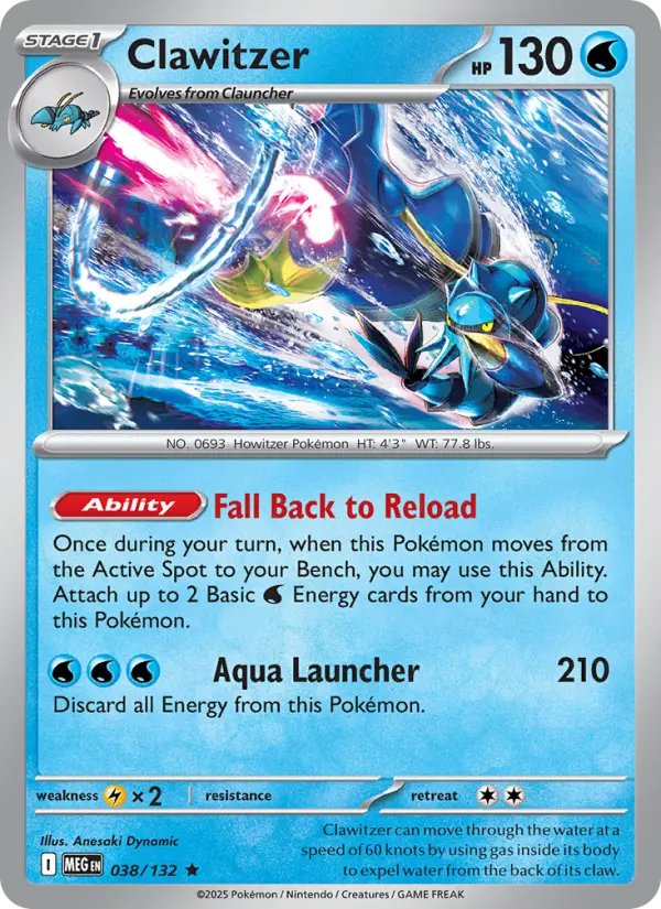 Clawitzer Rare rarity Mega Evolution Pokémon card price — $0.17
