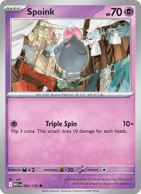 Spoink Common rarity Mega Evolution Pokémon card price — $0.20