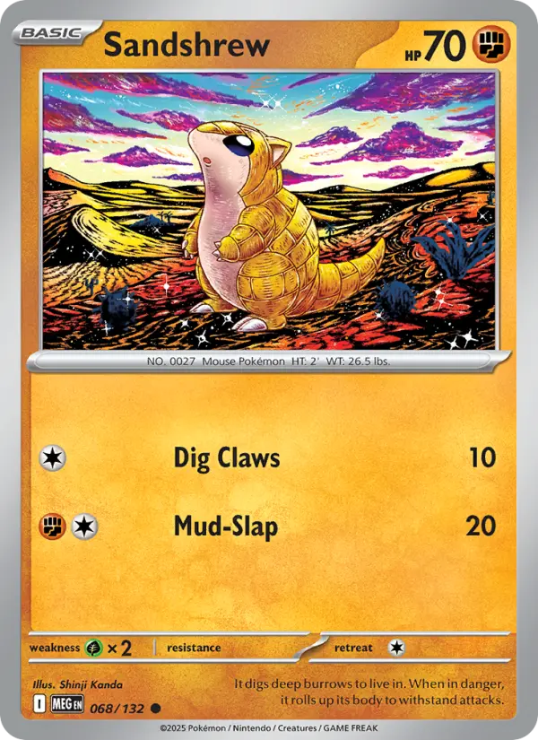 Sandshrew Common rarity Mega Evolution Pokémon card price — $0.25