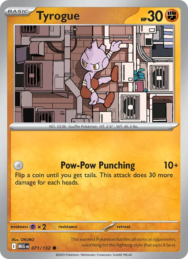Tyrogue Common rarity Mega Evolution Pokémon card price — $0.24