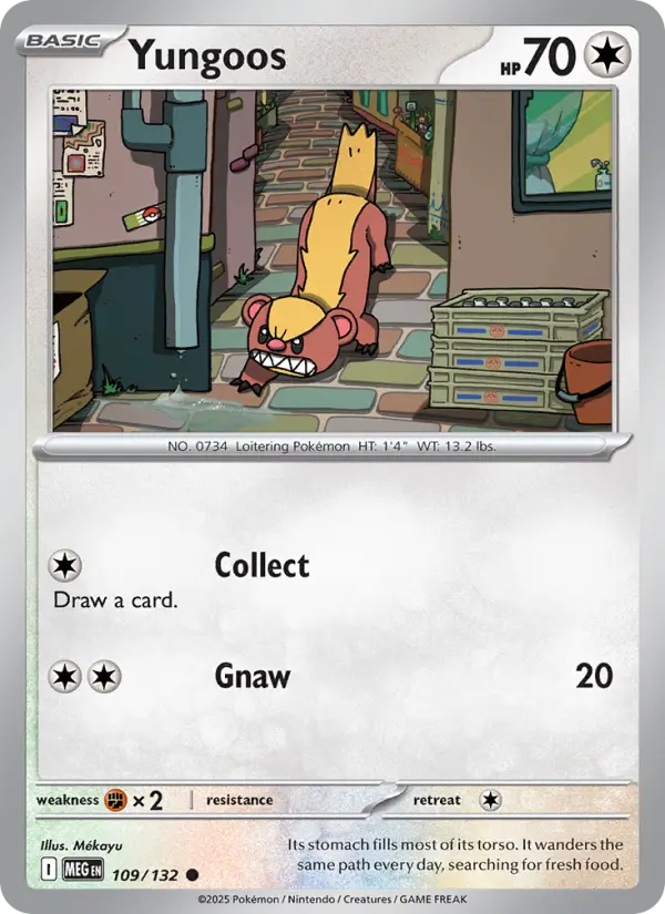 Yungoos Common rarity Mega Evolution Pokémon card price — $0.25