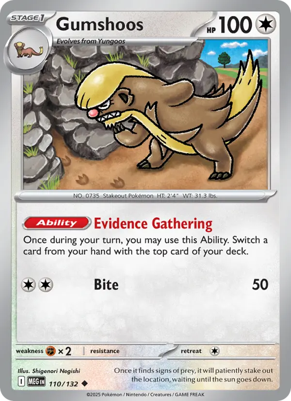 Gumshoos Uncommon rarity Mega Evolution Pokémon card price — $0.21