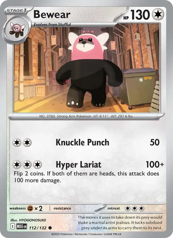 Bewear Common rarity Mega Evolution Pokémon card price — $0.19