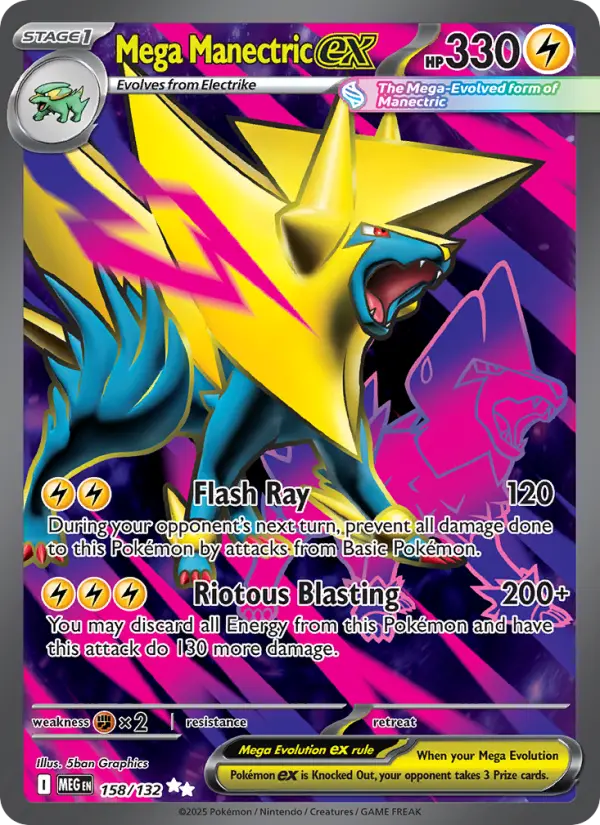 Mega Manectric ex Secret Rare rarity Mega Evolution Pokémon card price — $1.91