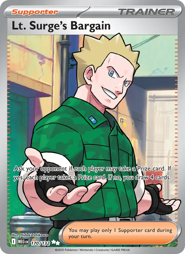 Lt. Surge's Bargain Secret Rare rarity Mega Evolution Pokémon card price — $0.99