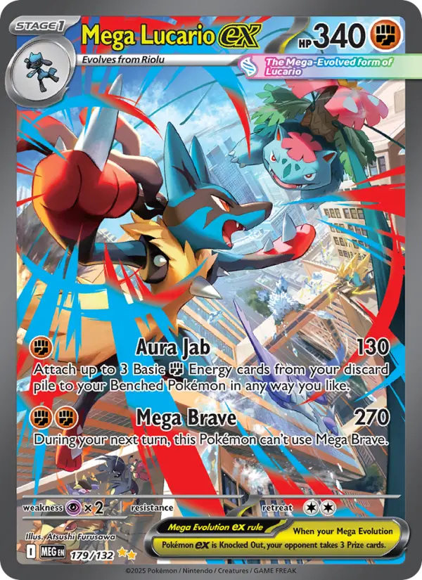 Mega Lucario ex Secret Rare rarity Mega Evolution Pokémon card price — $228.98