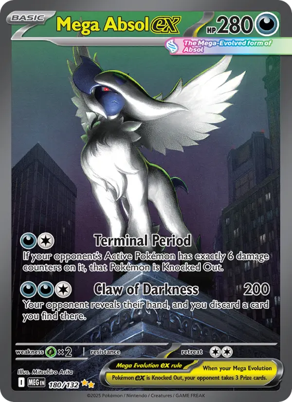 Mega Absol ex Secret Rare rarity Mega Evolution Pokémon card price — $57.42
