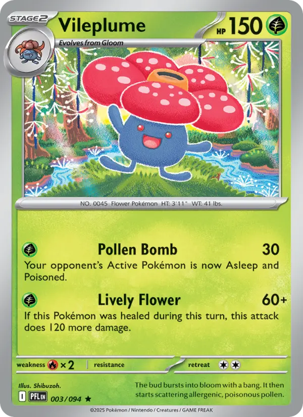 Vileplume Rare rarity Phantasmal Flames Pokémon card price — $0.18