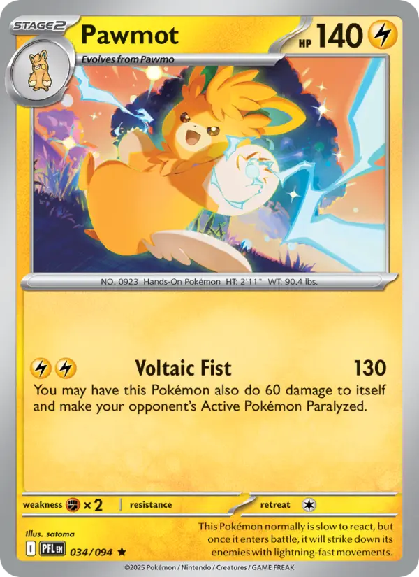 Pawmot Rare rarity Phantasmal Flames Pokémon card price — $0.18