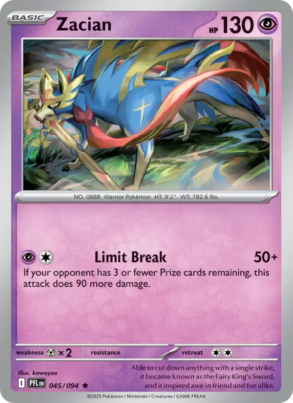 Zacian Rare rarity Phantasmal Flames Pokémon card price — $1.31