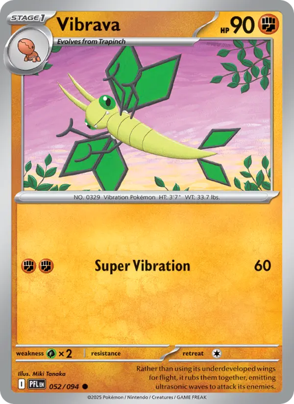 Vibrava Common rarity Phantasmal Flames Pokémon card price — $0.30