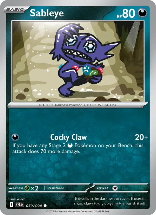 Sableye Common rarity Phantasmal Flames Pokémon card price — $0.27