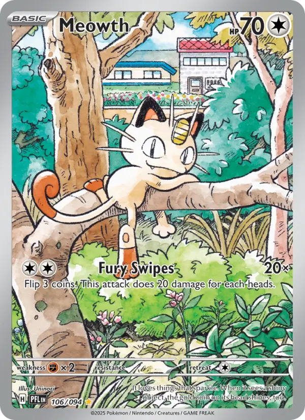 Meowth Secret Rare rarity Phantasmal Flames Pokémon card price — $20.72