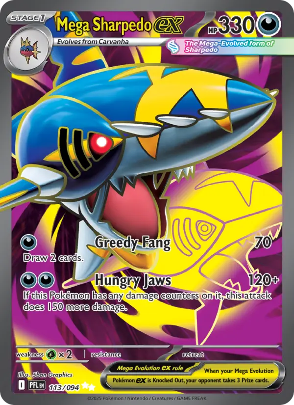 Mega Sharpedo ex Secret Rare rarity Phantasmal Flames Pokémon card price — $1.92