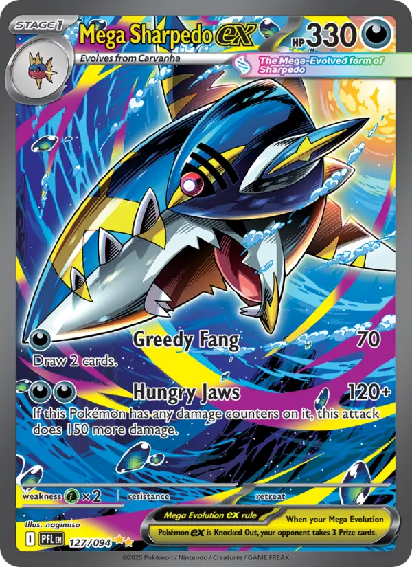 Mega Sharpedo ex Secret Rare rarity Phantasmal Flames Pokémon card price — $20.89