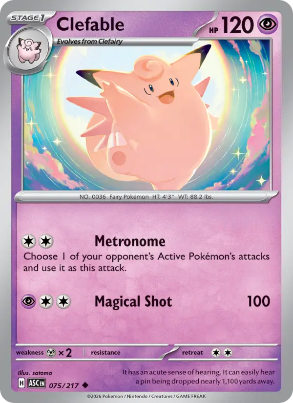 Clefable Uncommon rarity Ascended Heroes Pokémon card price — $0.16