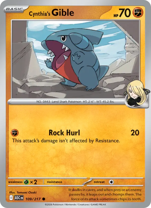 Cynthia's Gible Common rarity Ascended Heroes Pokémon card price — $0.14