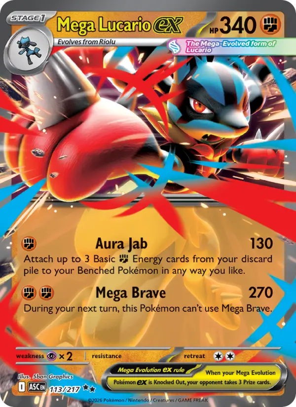 Mega Lucario ex Ultra Rare rarity Ascended Heroes Pokémon card price — $0.94