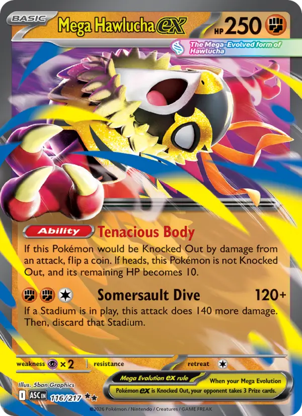Mega Hawlucha ex Ultra Rare rarity Ascended Heroes Pokémon card price — $0.75