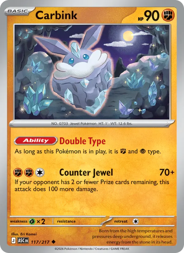 Carbink Uncommon rarity Ascended Heroes Pokémon card price — $0.08