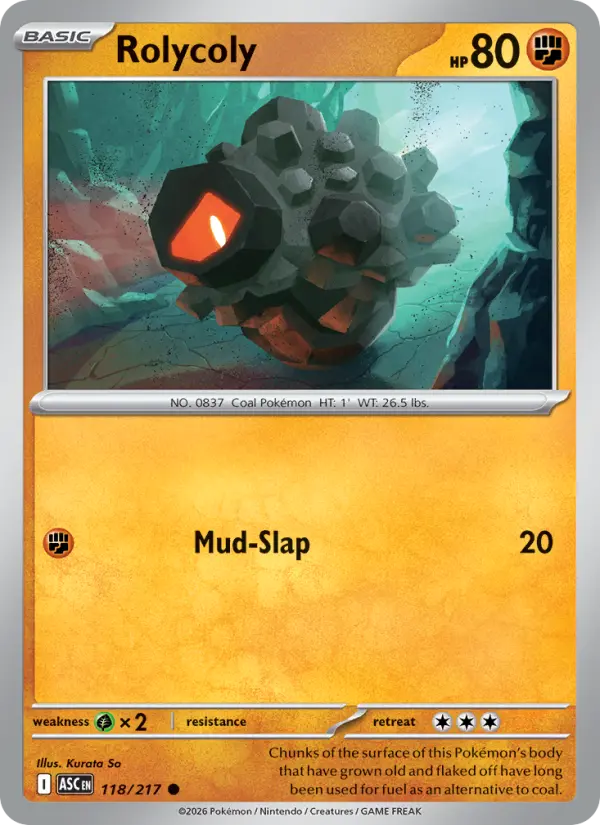 Rolycoly Common rarity Ascended Heroes Pokémon card price — $0.06