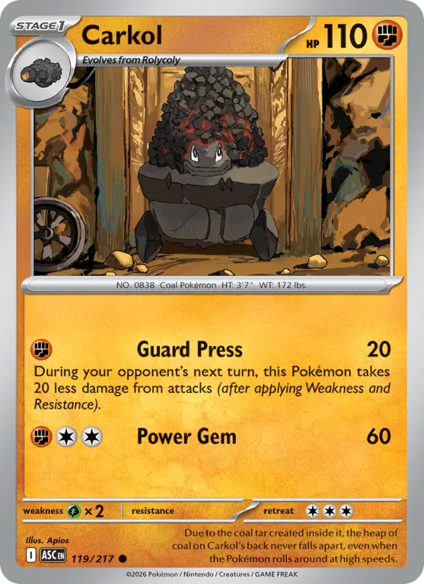 Carkol Common rarity Ascended Heroes Pokémon card price — $0.07