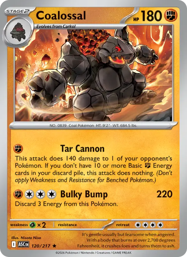 Coalossal Rare rarity Ascended Heroes Pokémon card price — $0.11