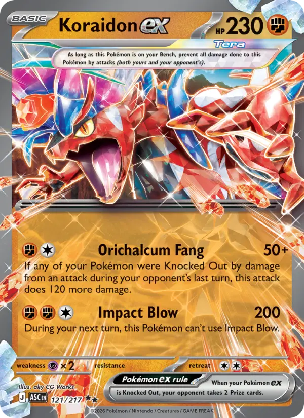 Koraidon ex Ultra Rare rarity Ascended Heroes Pokémon card price — $0.70