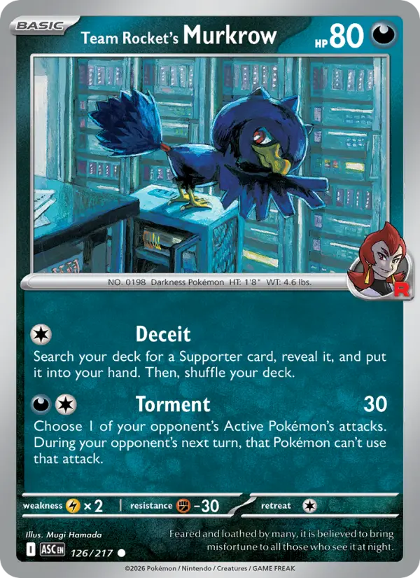 Team Rocket's Murkrow Common rarity Ascended Heroes Pokémon card price — $0.17