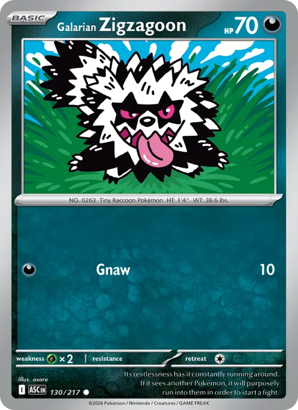 Galarian Zigzagoon Common rarity Ascended Heroes Pokémon card price — $0.15