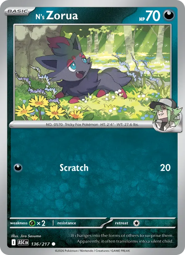 N's Zorua Common rarity Ascended Heroes Pokémon card price — $0.16