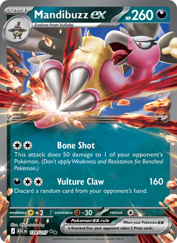 Mandibuzz ex Ultra Rare rarity Ascended Heroes Pokémon card price — $0.61