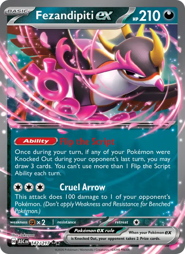 Fezandipiti ex Ultra Rare rarity Ascended Heroes Pokémon card price — $3.36