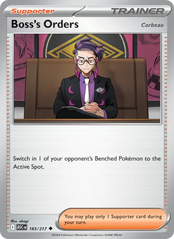 Boss's Orders Uncommon rarity Ascended Heroes Pokémon card price — $0.56