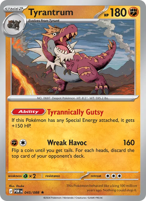 Tyrantrum Rare rarity Perfect Order Pokémon card price — $0.30