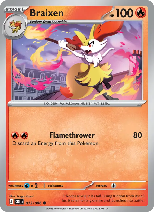 Braixen Common rarity Chaos Rising Pokémon card price — $0.26
