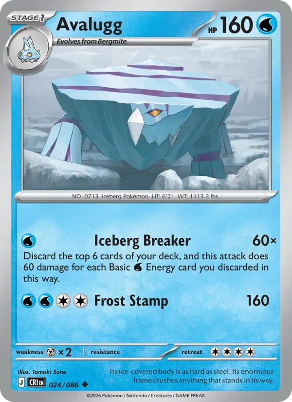Avalugg Uncommon rarity Chaos Rising Pokémon card price — $0.17