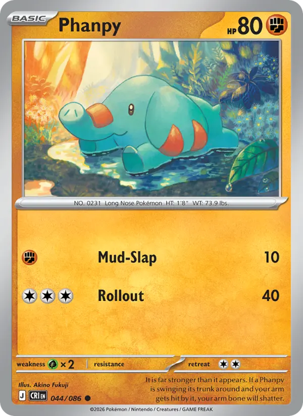 Phanpy Common rarity Chaos Rising Pokémon card price — $0.21