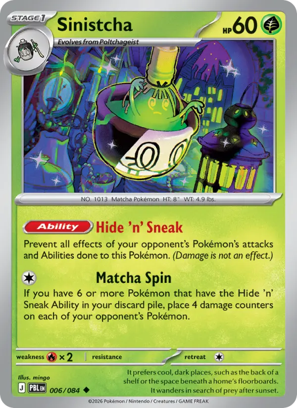 Sinistcha Uncommon rarity Pitch Black Pokémon card price — $0.22