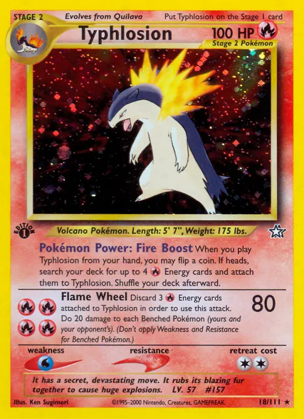 Typhlosion Rare rarity Neo Genesis Pokémon card price — $435.00
